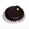 Round dark chocolate cake