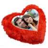 Heart Shape Red Fur Photo Cushion