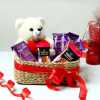 Chocolates with Teddy Bear in Seagrass Basket