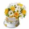 pineapple-cake-and-white-gerbera-and-yellow-roses