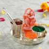 Radha Krishna with pooja Thali and Holi Gulal