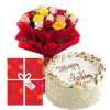 white-ores-cake-and-mix-rose-with-paper-packing,-greeting-card