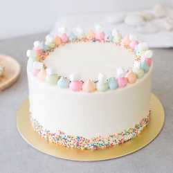 Round Vanilla Sprinkles Cake 