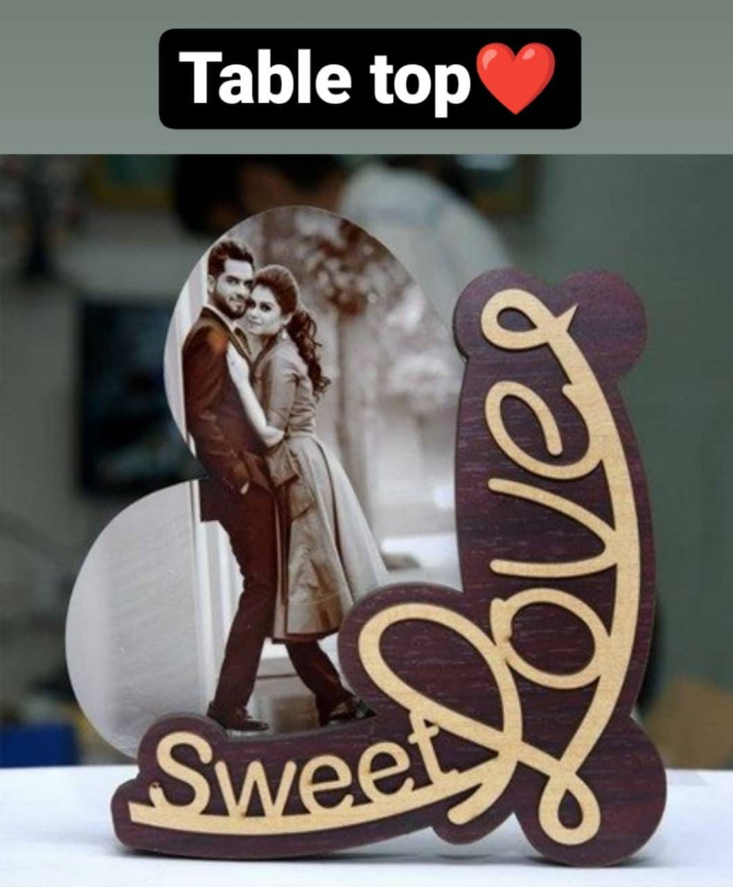 Wooden Table Top With Photo